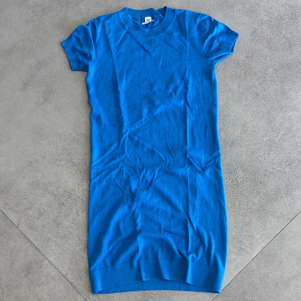 Hermes Vibrant Blue knit Short Sleeve Dress